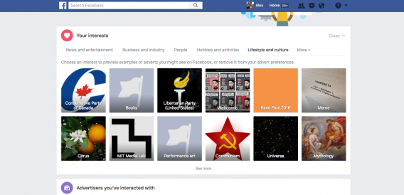 ejemplo de informe de intereses en facebook.