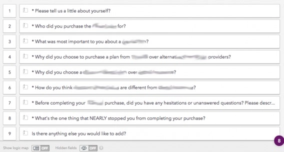 Ejemplo de una encuesta de clientes.