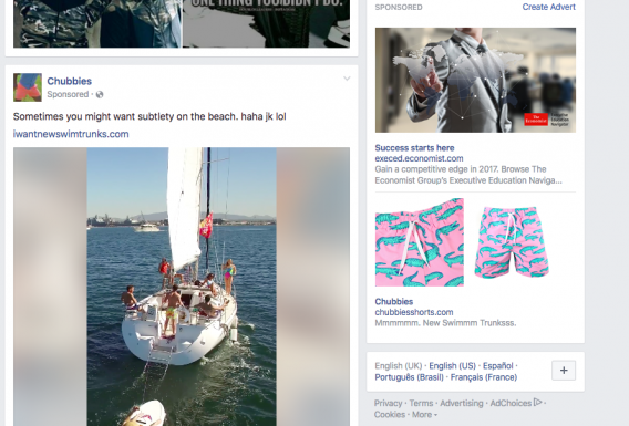 ejemplo de anuncio de facebook basado en perfil psicográfico.