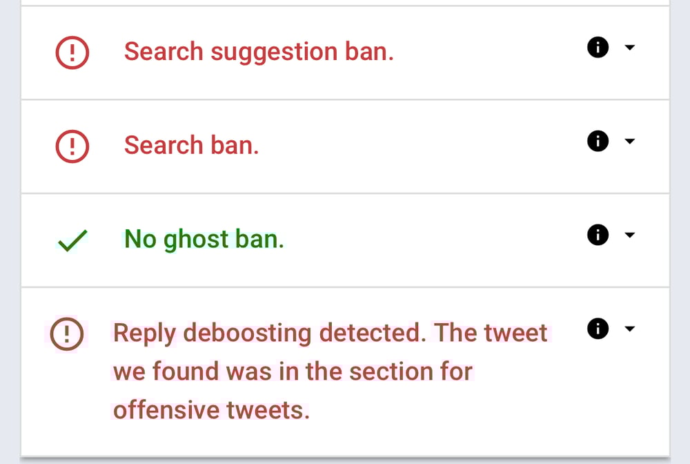 suggerimento di ricerca ban shadowban