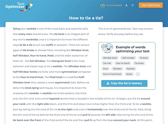 TextOptimizer - pagine FAQ dettagliate