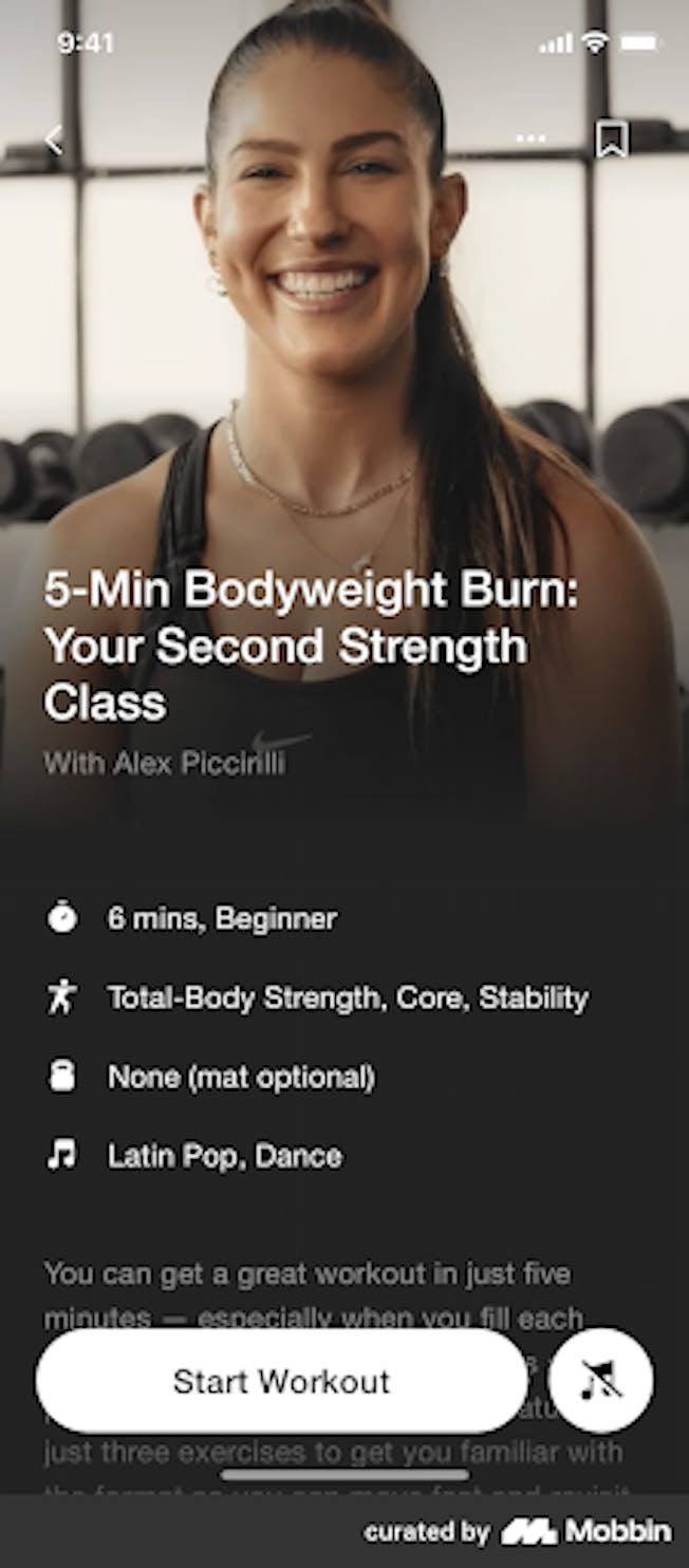 Nike Training Club アプリの例