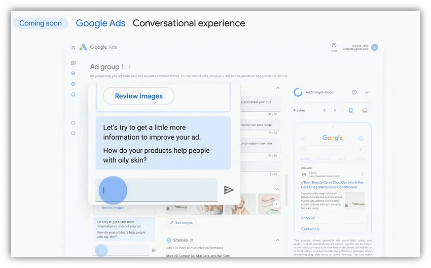 Google Marketing Live: captura de pantalla de la experiencia conversacional
