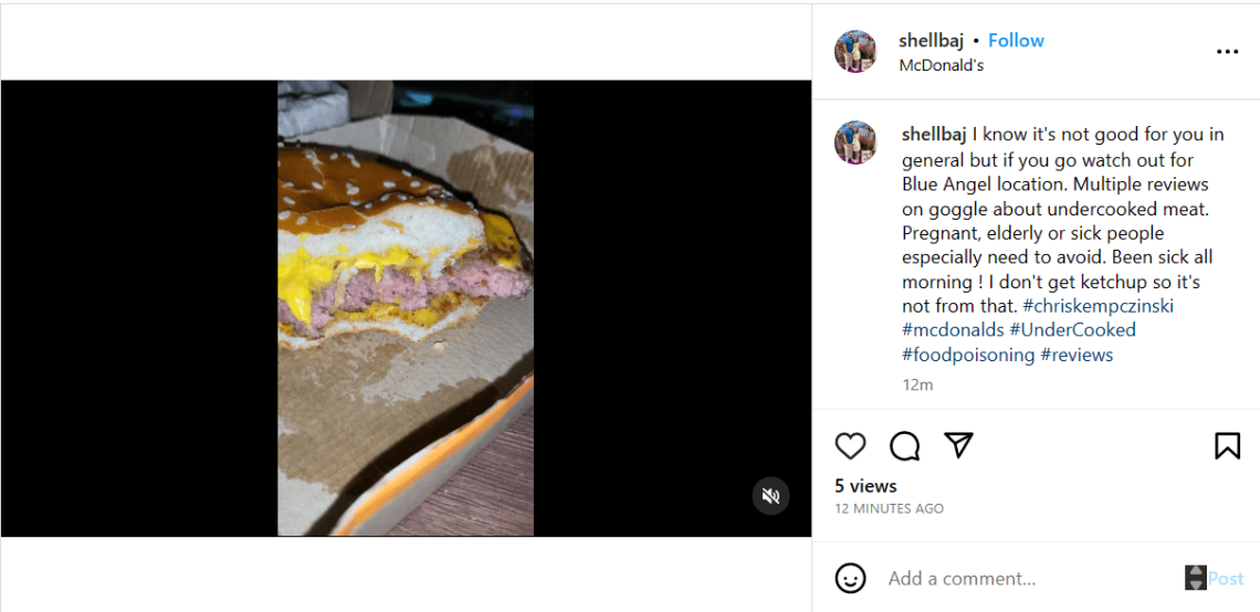 Menção negativa do McDonald's no Instagram detectada pela Brand24
