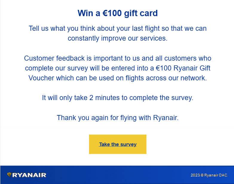 Ryanair: modo intelligente di raccogliere feedback