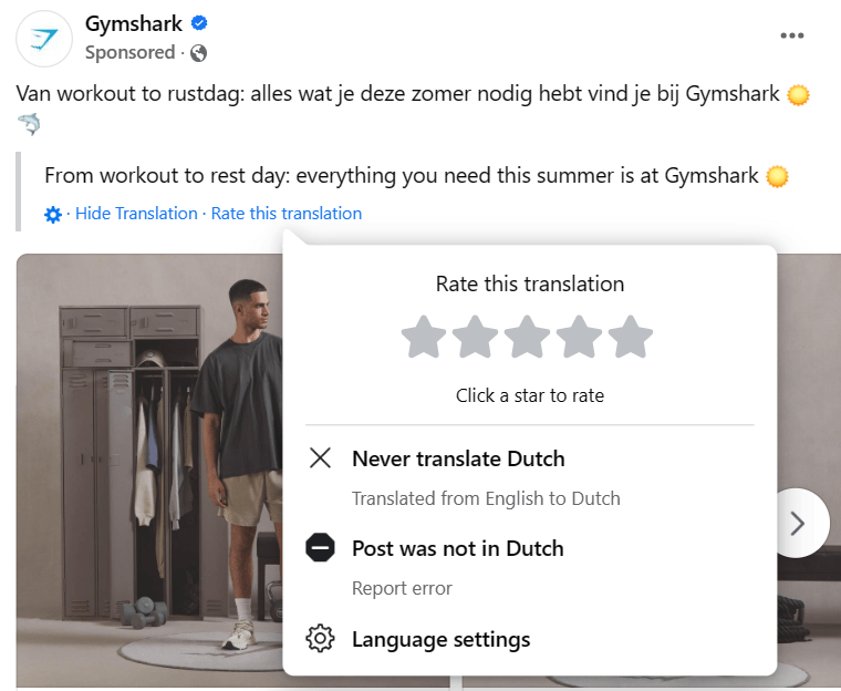 Facebook: richiesta di valutazione della traduzione