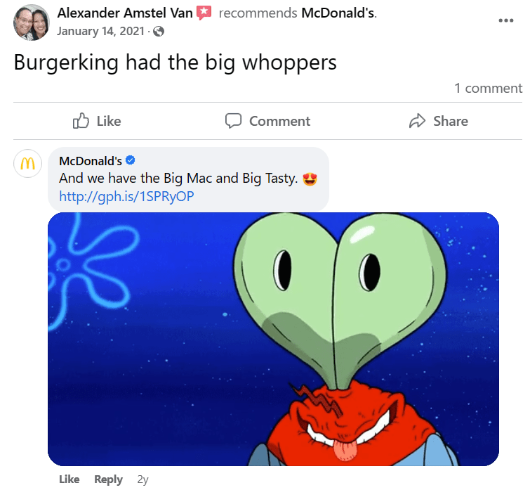 McDonald's risponde a una menzione