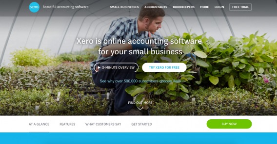 Xero ex homepage.