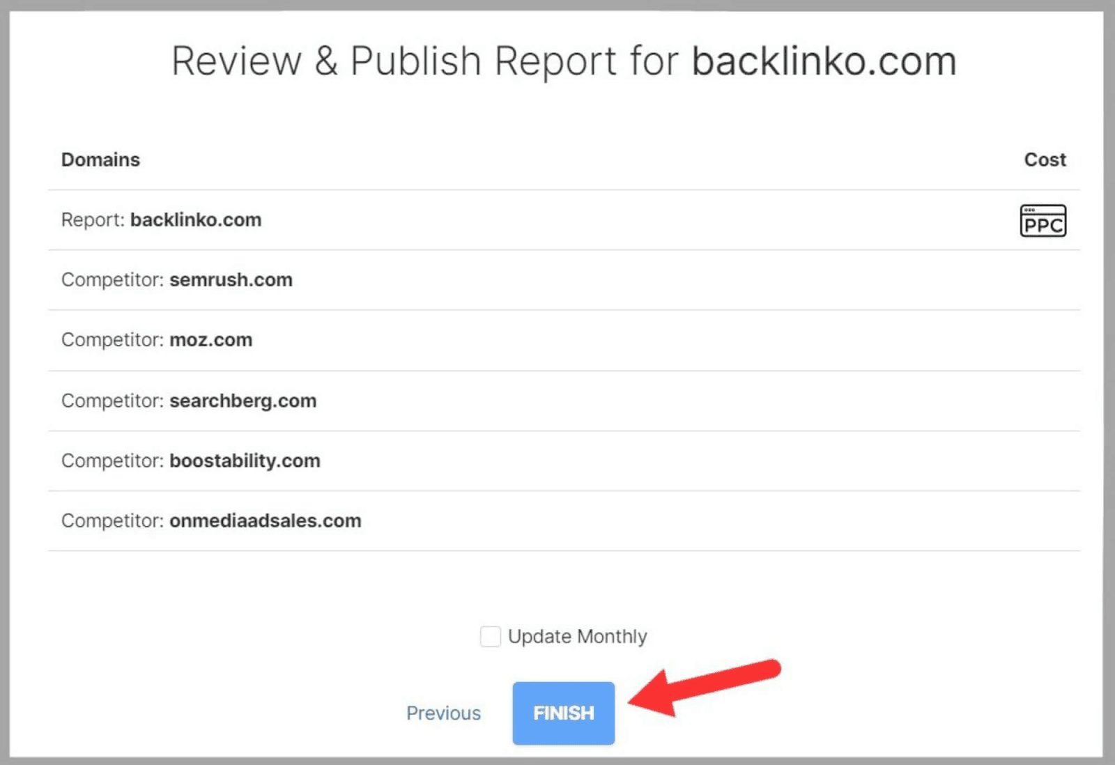SpyFu 105 Click finish and let SpyFu do its work