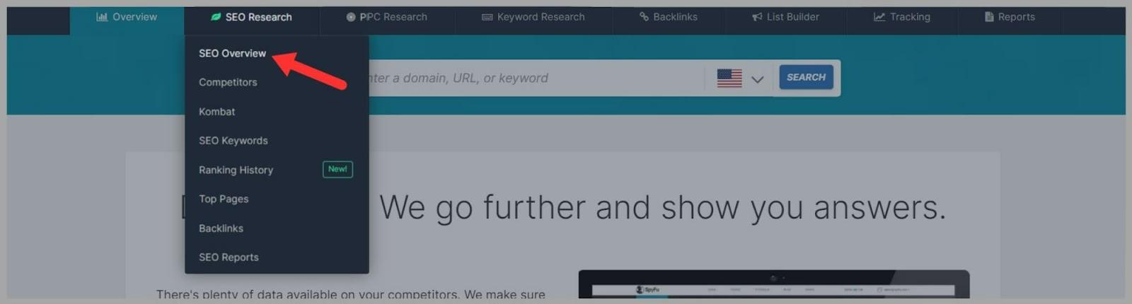 SpyFu 5 SEO Overview tab