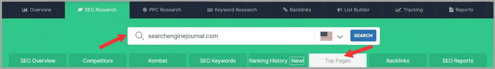 SpyFu 31 Top Pages tab