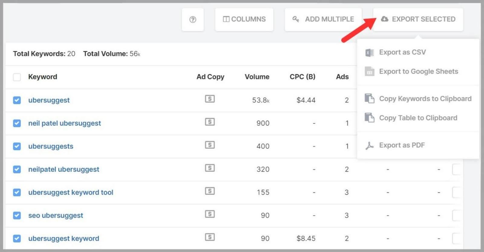 سبايفو 56 Export your data