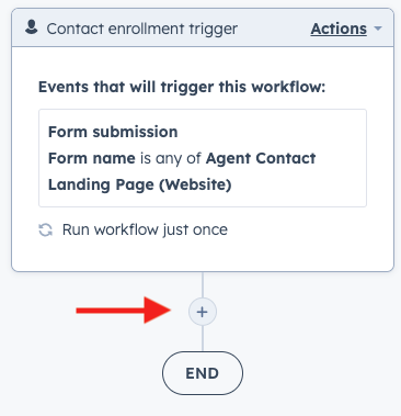 Скриншот первого шага добавления действий