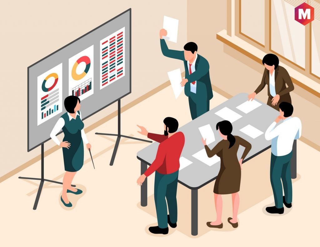 Ilustrasi Horisontal Isometrik Presentasi