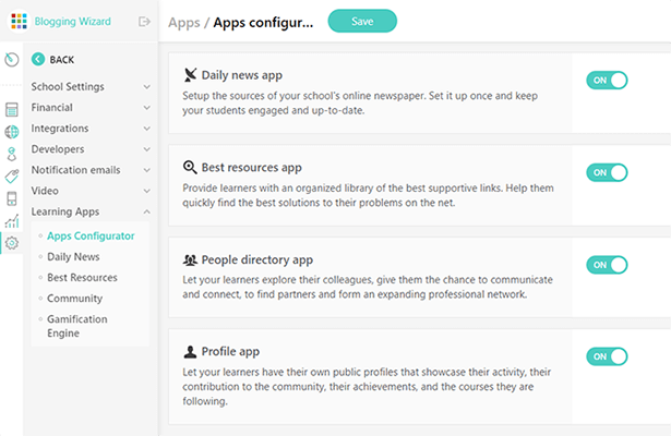 32 Aplicații de învățare - Setări