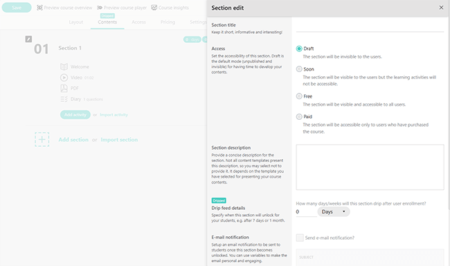 09 Cursuri - Adăugați secțiune