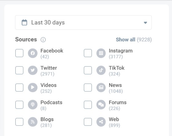 În ultimele 30 de zile, Reebok a notat peste 9200 de mențiuni, majoritatea de la X (Twitter) și Instagram. Sursa: Brand24