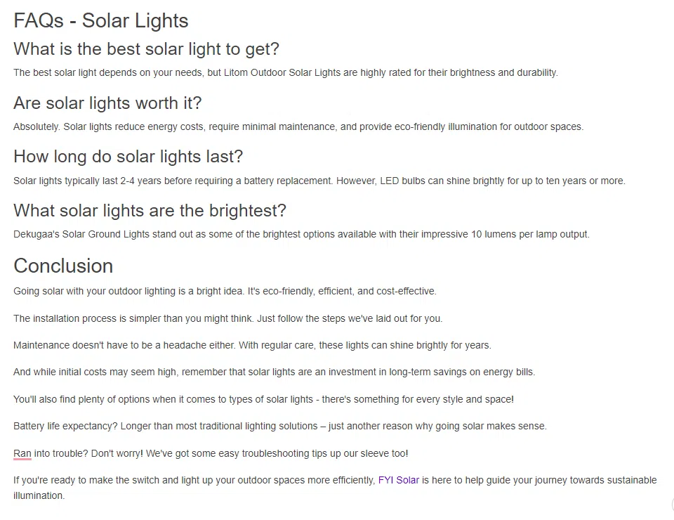 Conținut la scară - secțiunea Întrebări frecvente și o concluzie