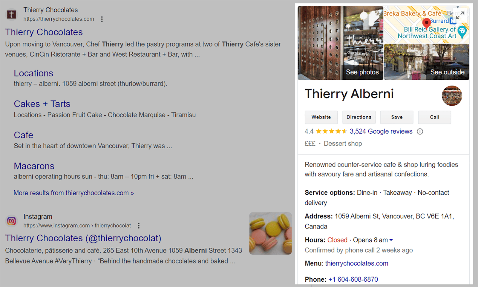 Contoh profil bisnis Google