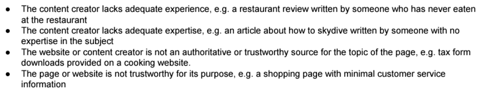 Halaman yang dianggap Google kurang EAT Pages Google considers lacking E-E-A-T