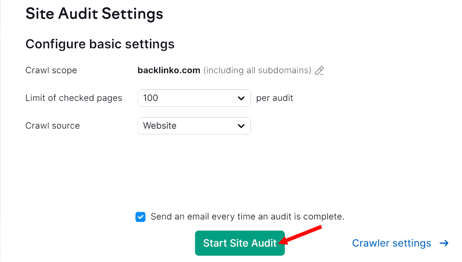 Pengaturan audit situs