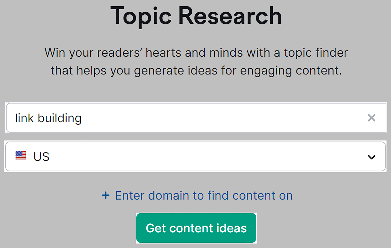 Topic Research tool to help find content ideas