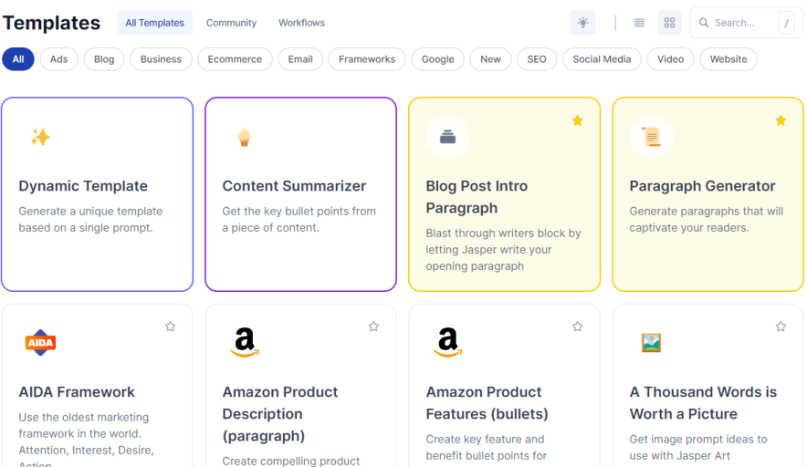 ジャスパー AI テンプレート