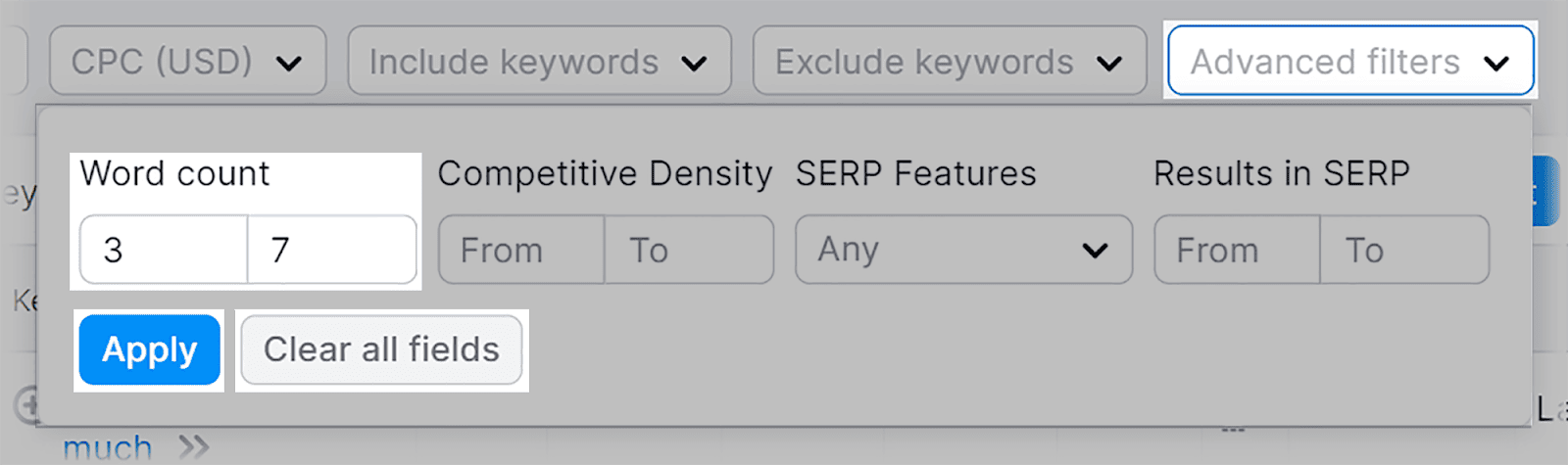 應用程式包含 3 個或更多單字的長尾關鍵字
