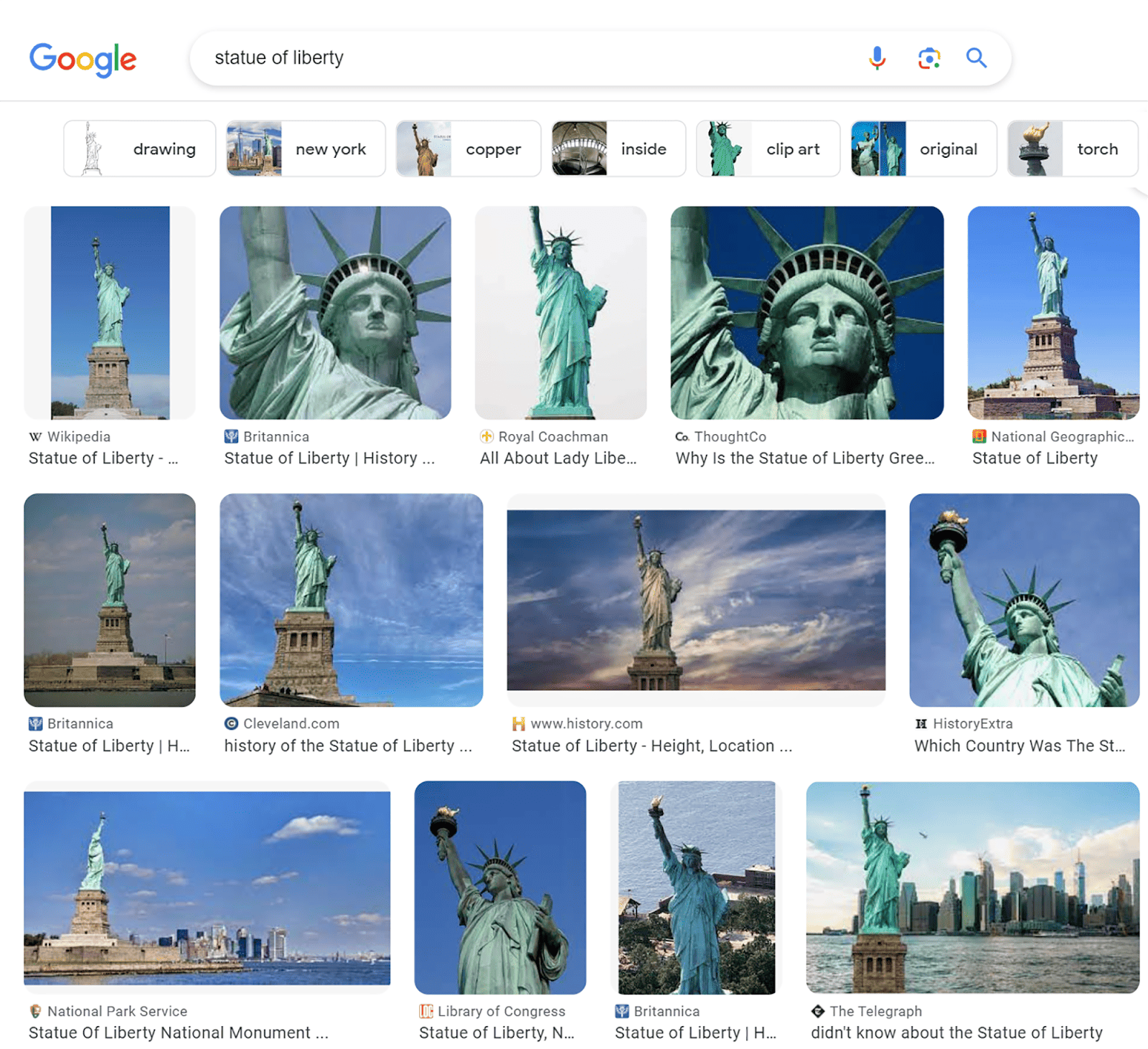 自由女神像的 Google 圖片包 Google Image Pack for Statue of Liberty