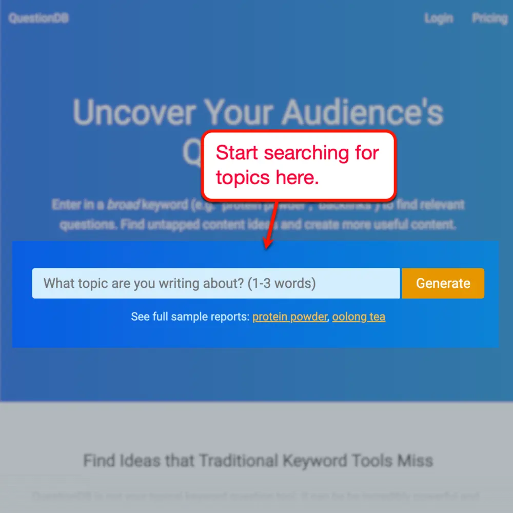 Instrumentul principal de căutare QuestionDB