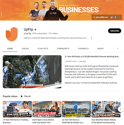 saluran youtube upflip