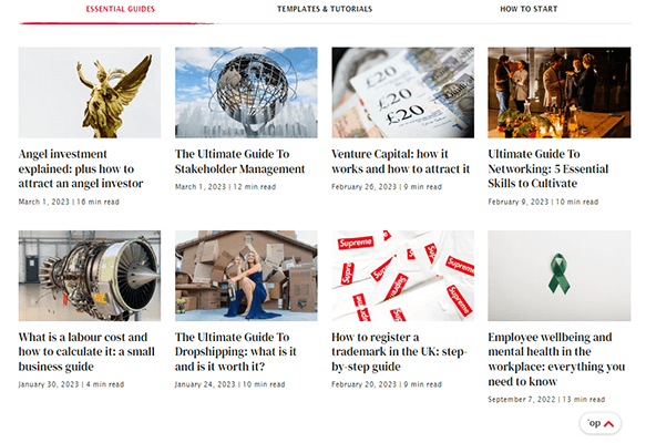 bagian beranda startup