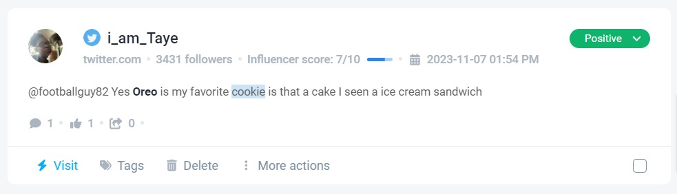 Menzione positiva rilevata dallo strumento Brand24