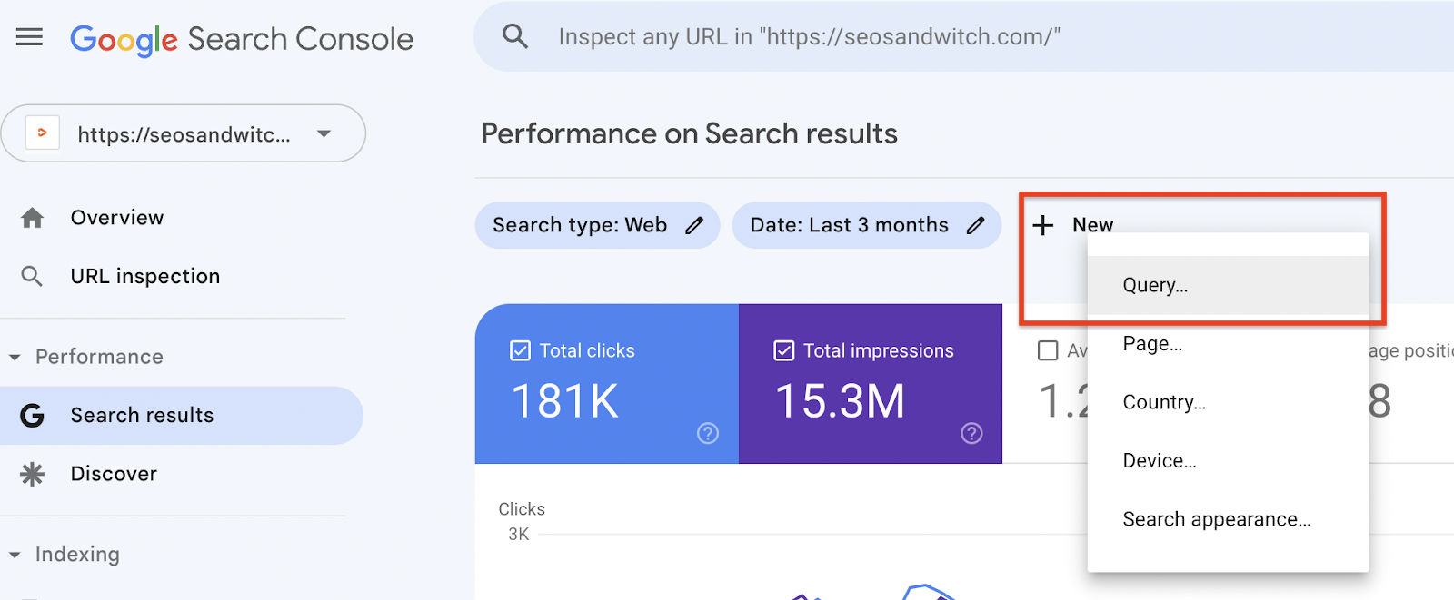 Google Search Console +Nuovo > Query