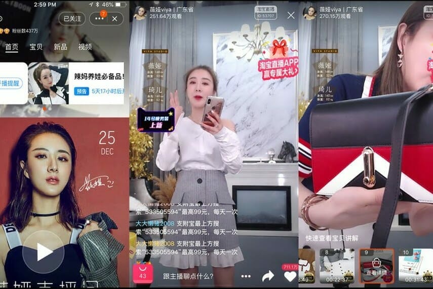 Colagem de imagens de Viya, um dos streamers ao vivo mais populares da China