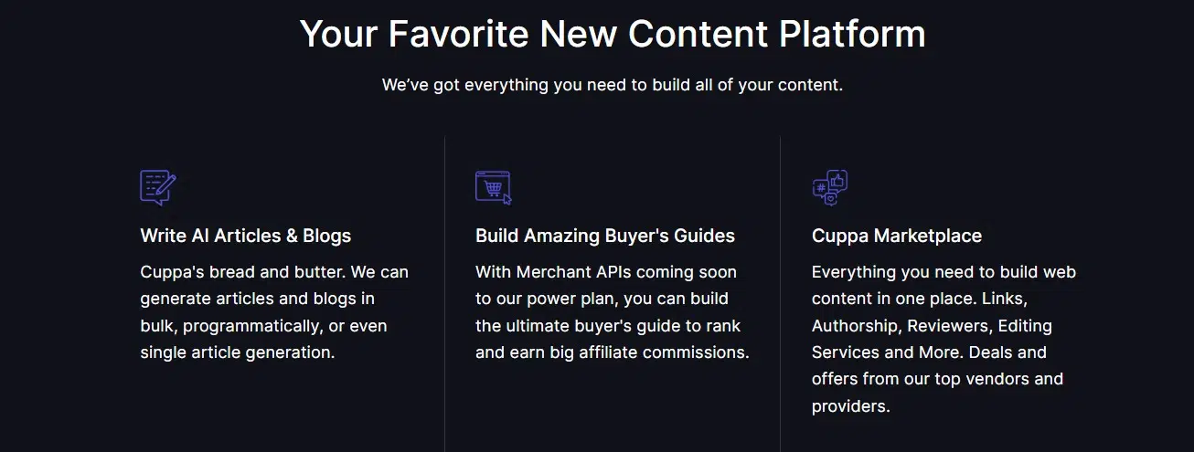 Caractéristiques de Cuppa.sh Cuppa.sh Features