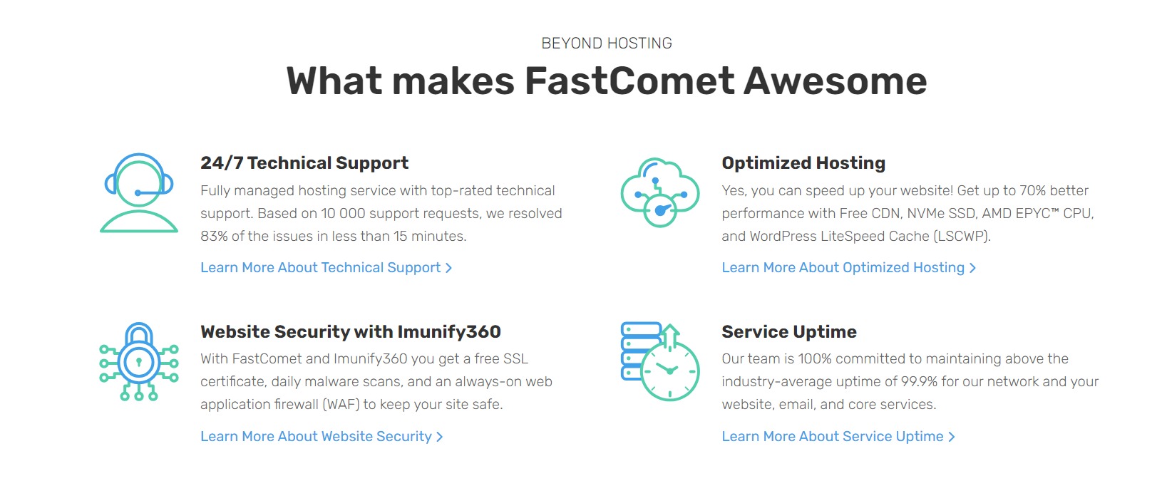 Funzionalità di FastComet: FastComet vs. Hostinger FastComet features