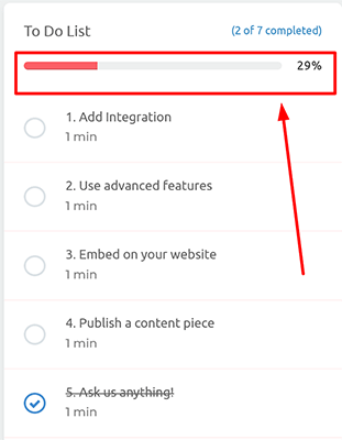 Dashboard und Benutzeroberfläche – Aufgabenliste