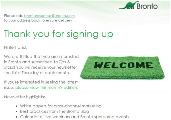 selamat datang email bronto