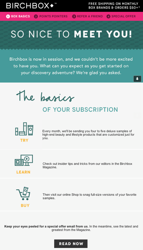 Email selamat datang Birchbox