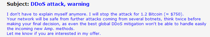 DDoS Threat Email