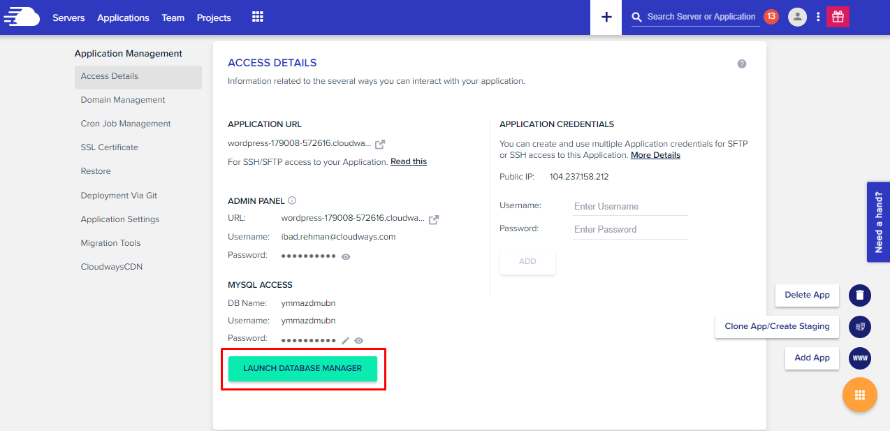 lançar gerenciador de banco de dados