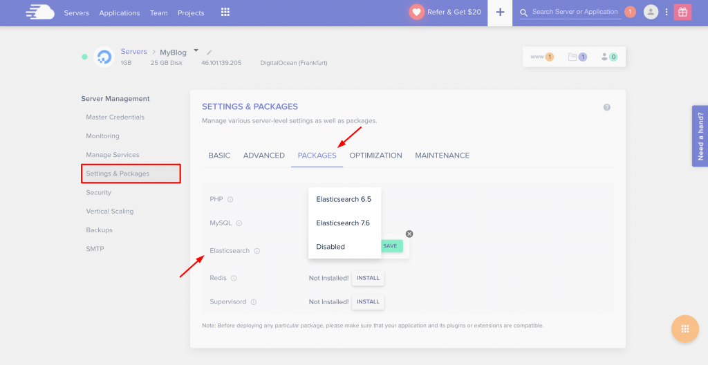 Включить Elasticsearch