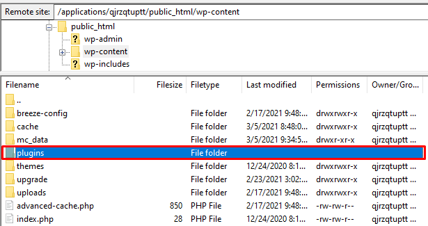 pulihkan nama folder plugin