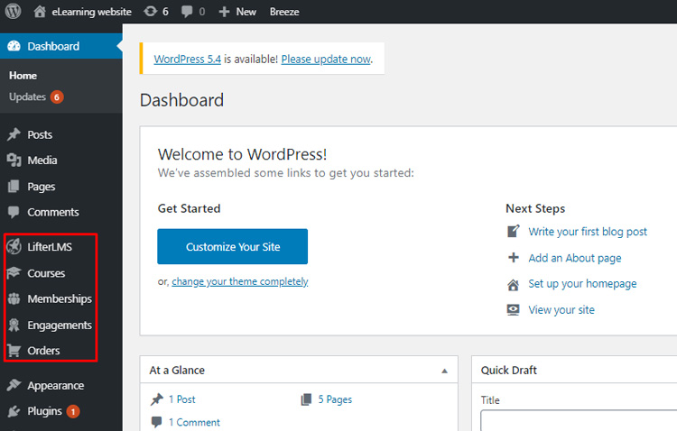 Настройки плагина lifterlms