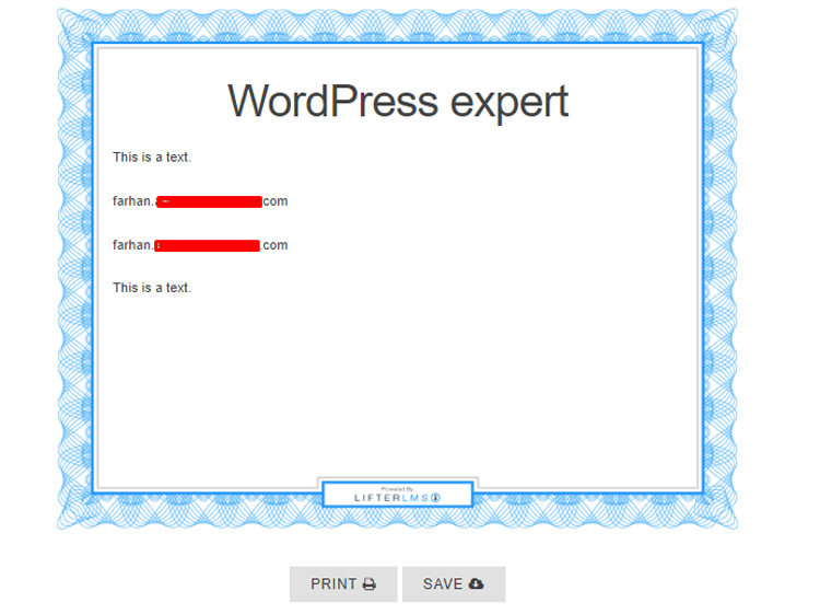 образец сертификата lifterlms