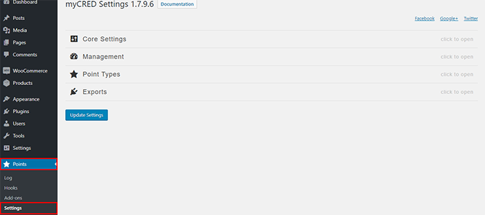 إعدادات mycred