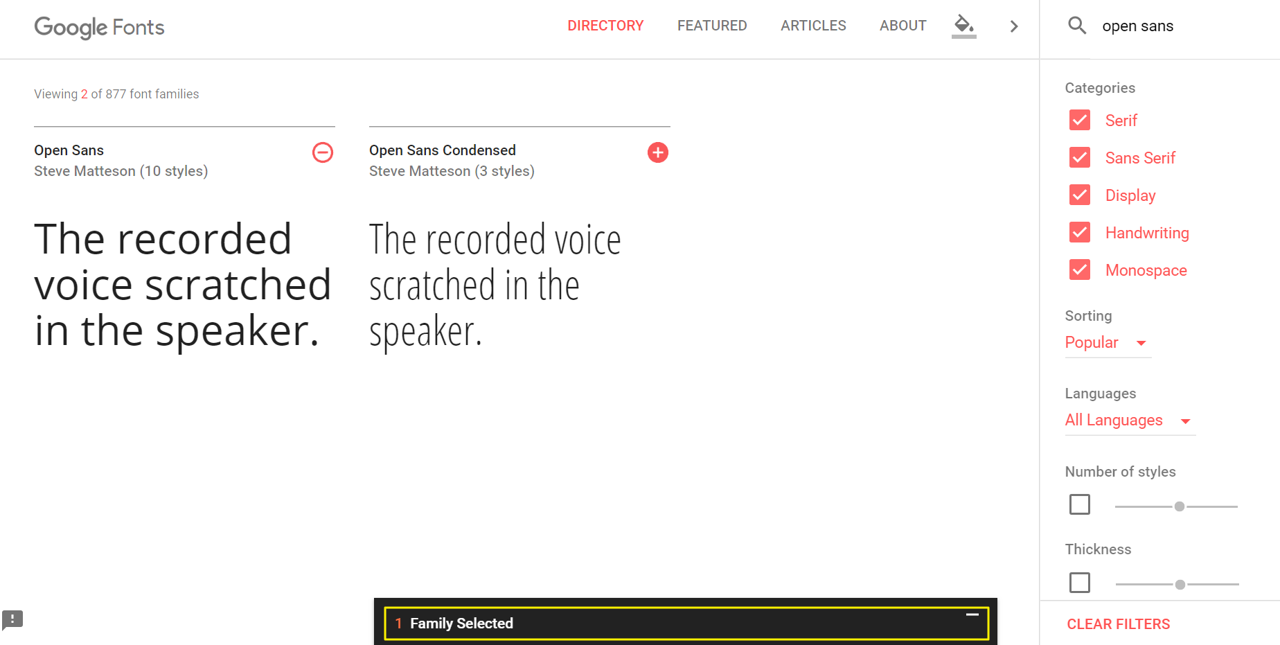 dodaj wybór czcionki