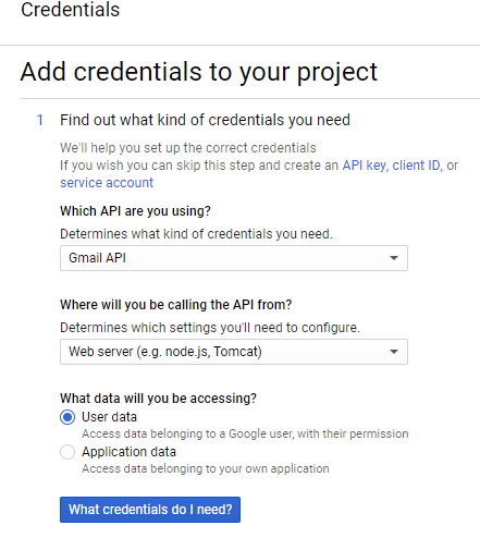 учетные данные Gmail