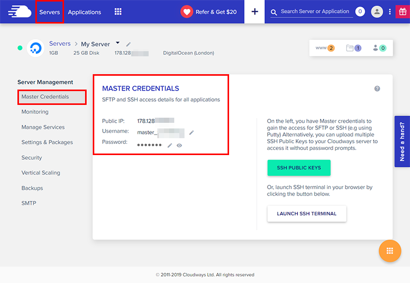 การเข้าถึงเซิร์ฟเวอร์ wordpress